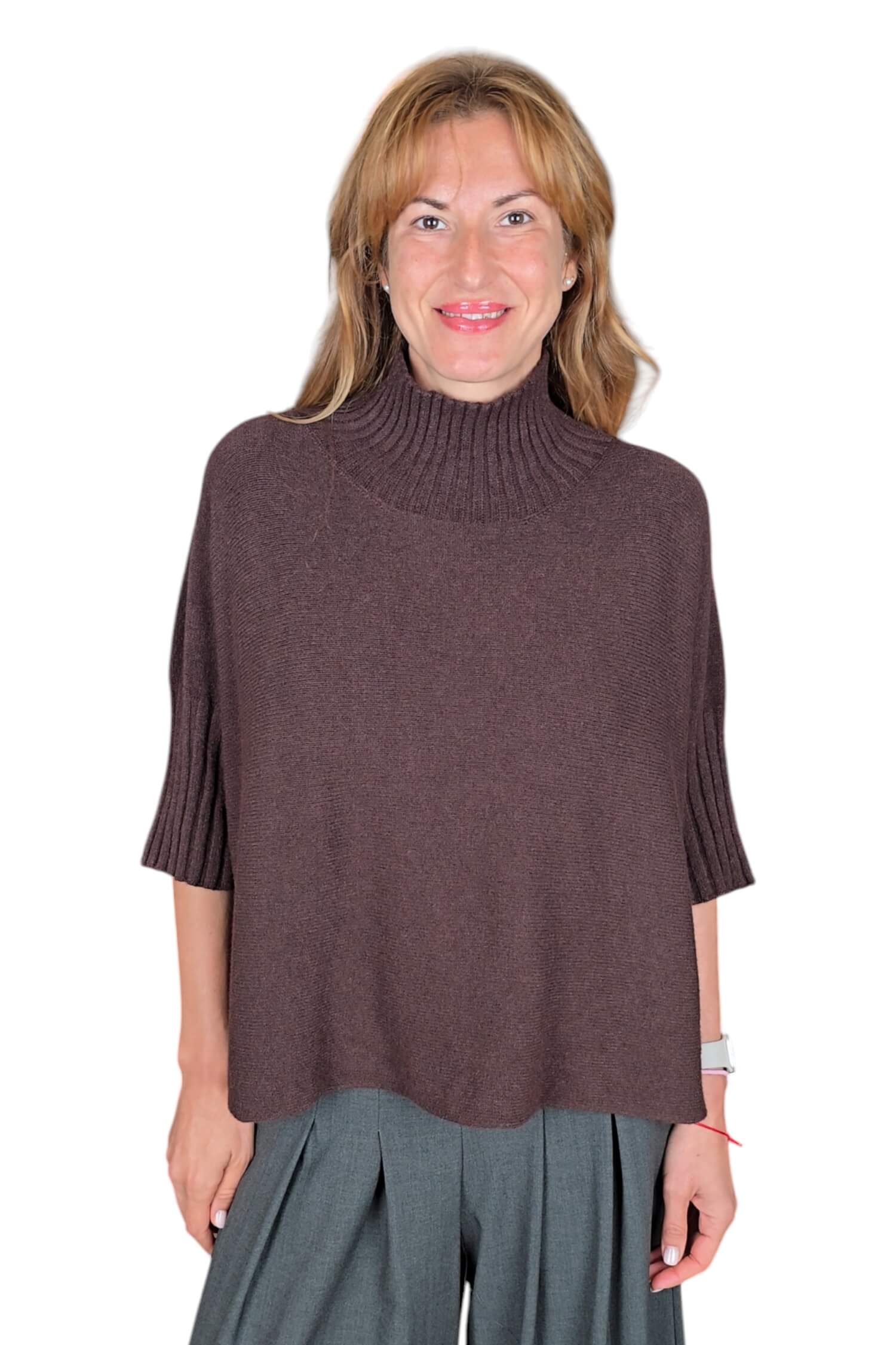 Women's oversize sweater with turtleneck IMPERIAL brown