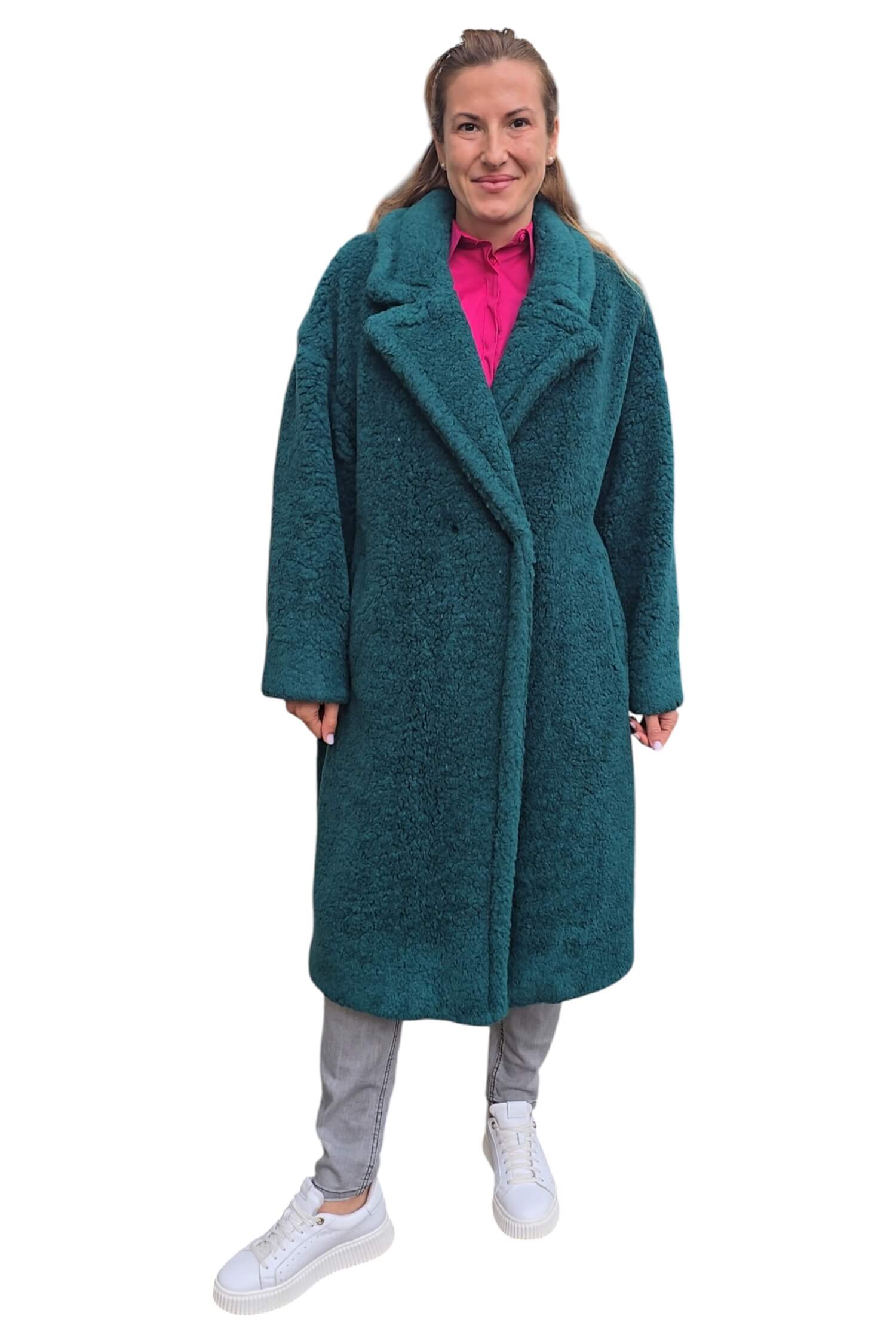 Women's winter wool teddy coat IMPERIAL green