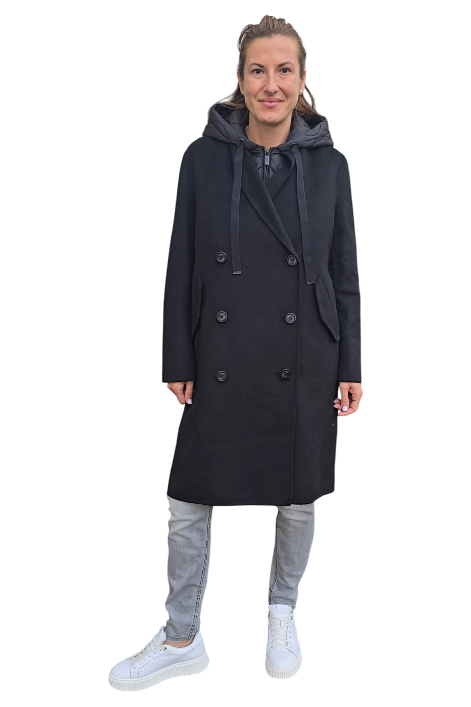 Women's transitional wool coat with vest VICOLO black (wool blend)