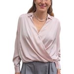 Women's elegant satin blouse IMPERIAL pink
