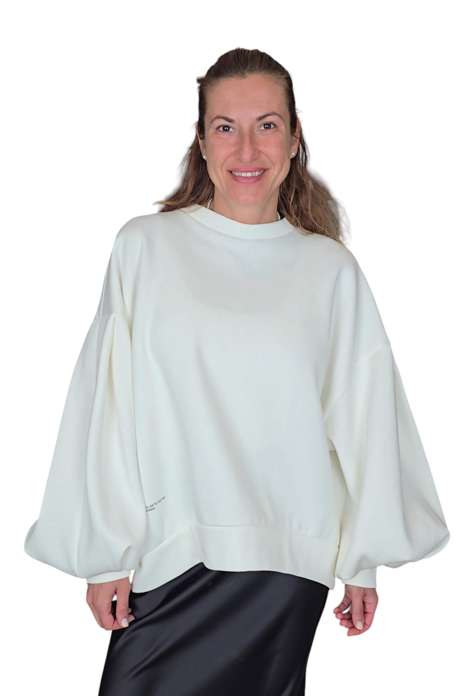 Women's oversized sweatshirt with long sleeves GREBNESOR cream white