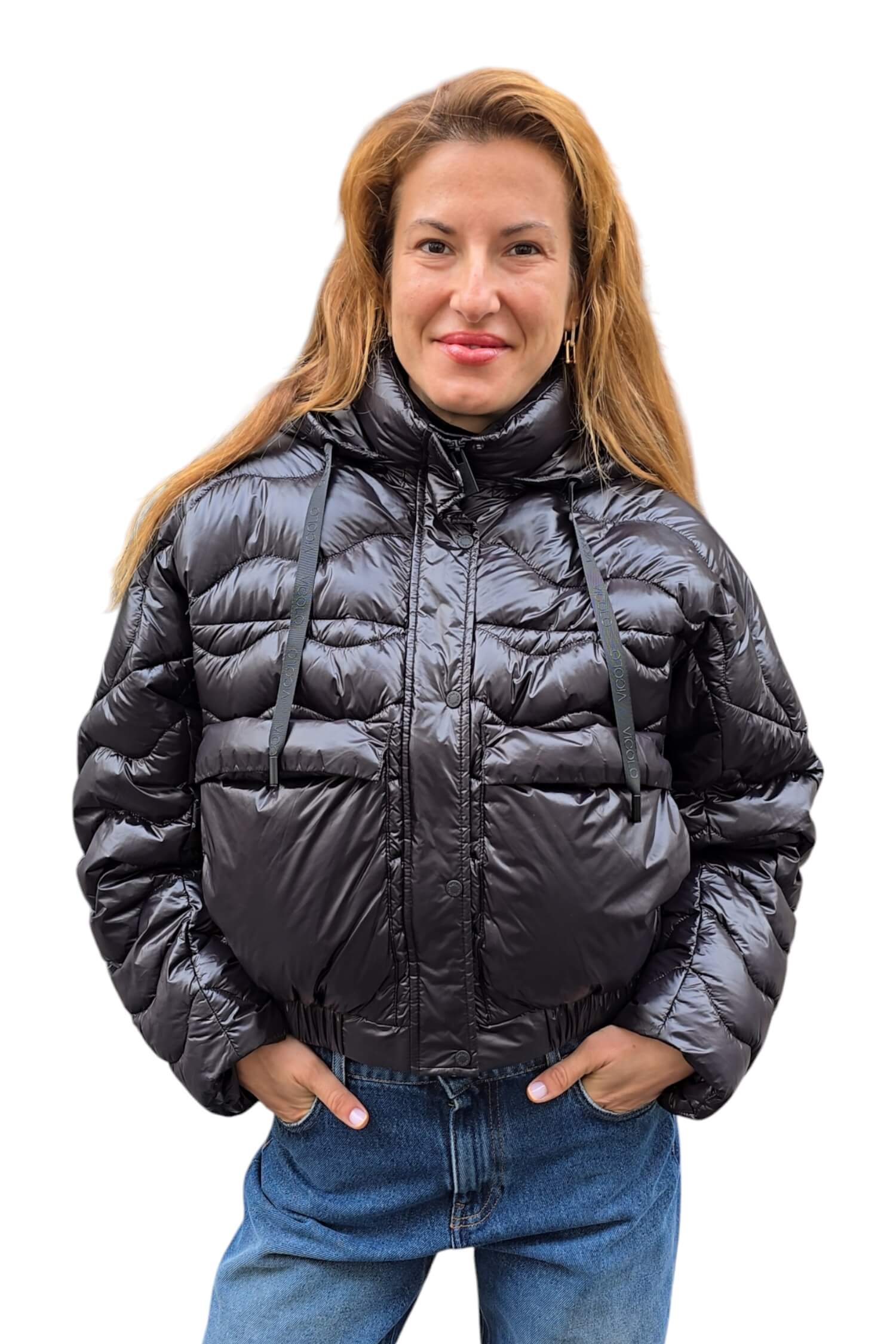 Women's short down winter jacket VICOLO black