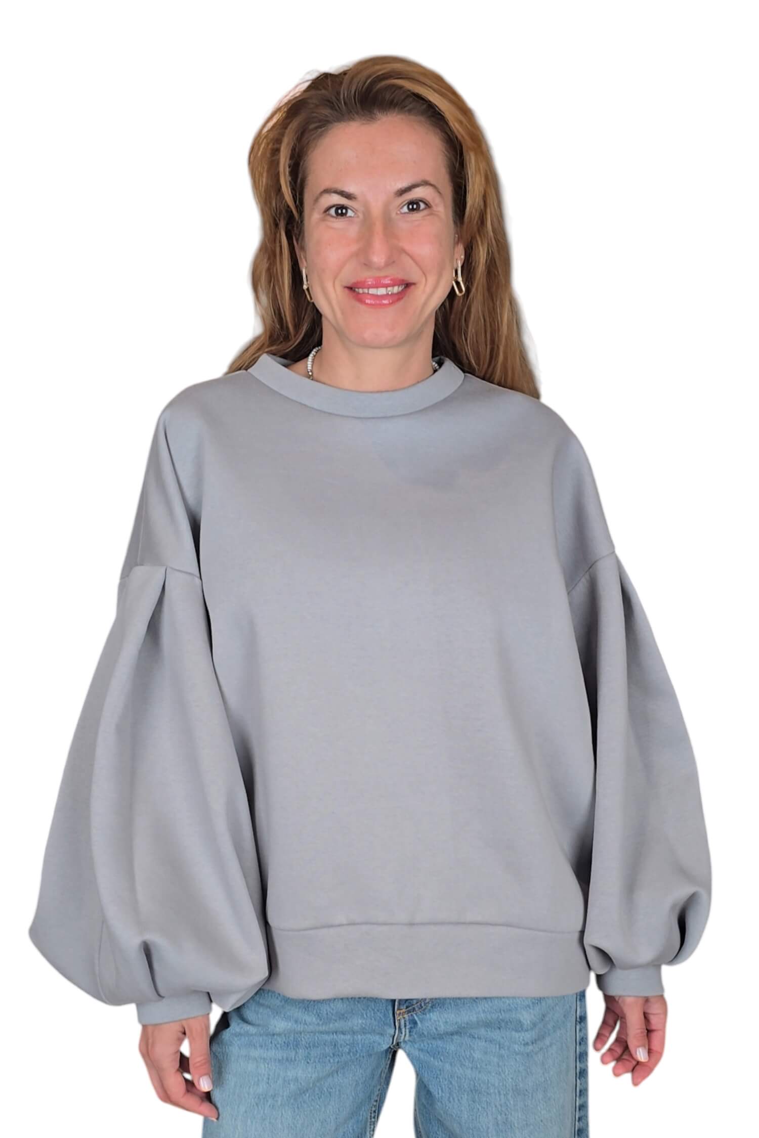 Women's oversize sweatshirt with long sleeves GREBNESOR gray