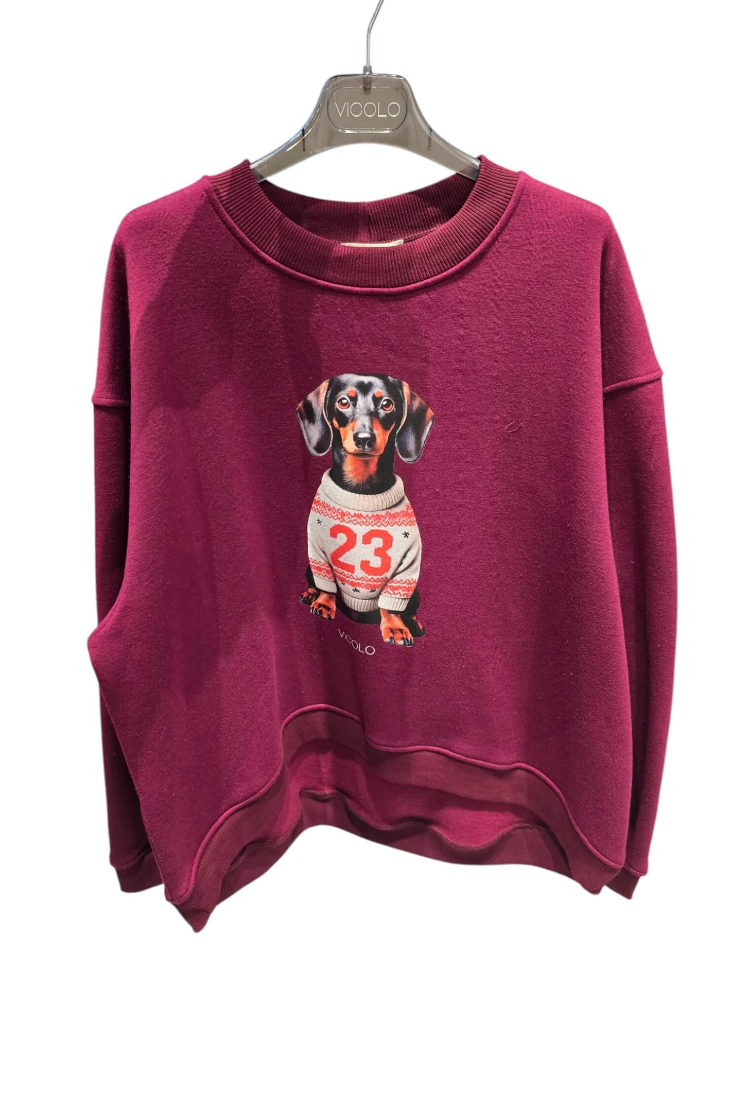 Women's oversize sweatshirt with VICOLO burgundy print