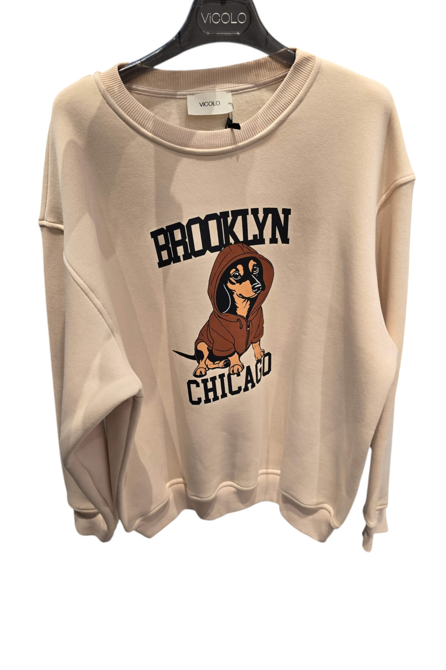 Women's oversize sweatshirt with VICOLO beige print