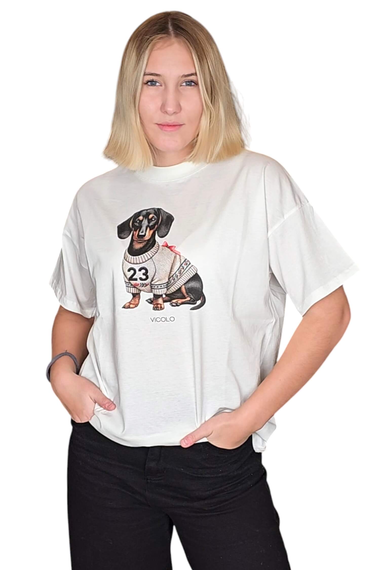 Women's oversize t-shirt with white VICOLO print