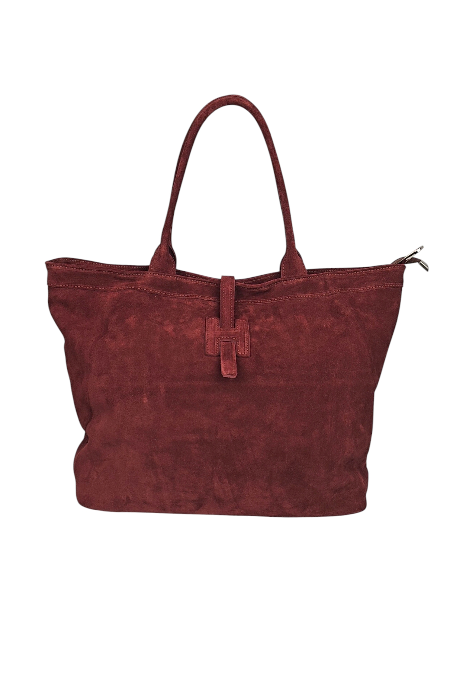 Women's shopper handbag made of brushed leather LEATHER COUNTRY burgundy