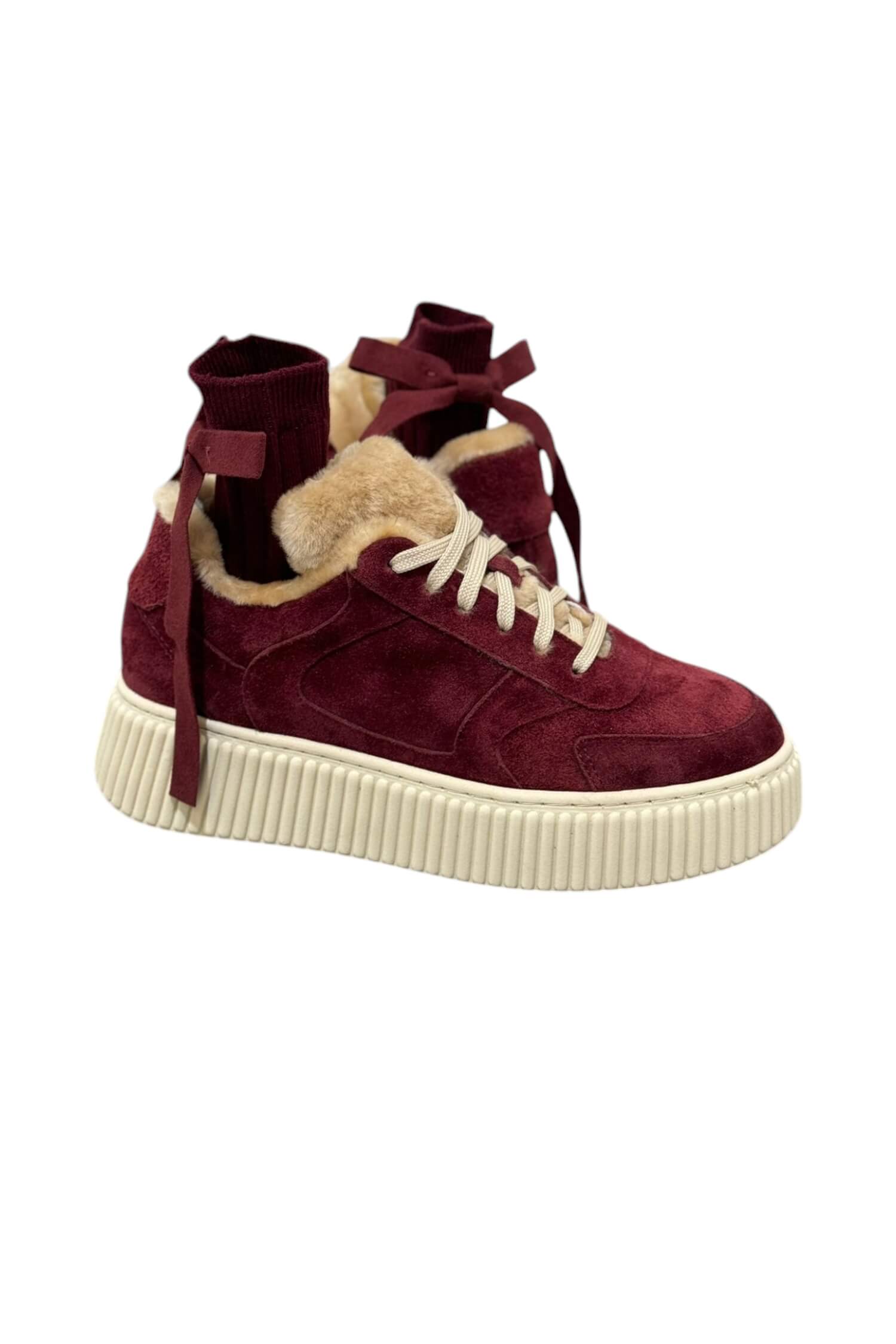 Women's leather winter sneakers LESTROSA burgundy