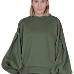 Women's oversize sweatshirt with long sleeves GREBNESOR khaki green