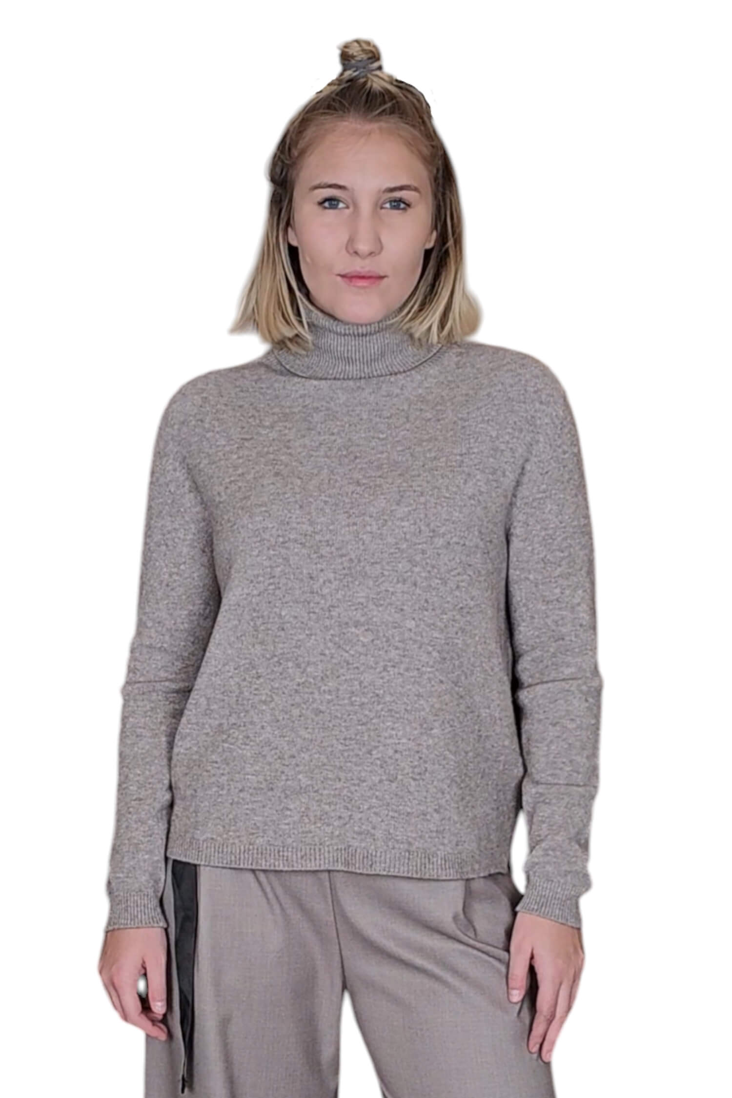 Women's sweater with turtleneck IMPERIAL pale brown