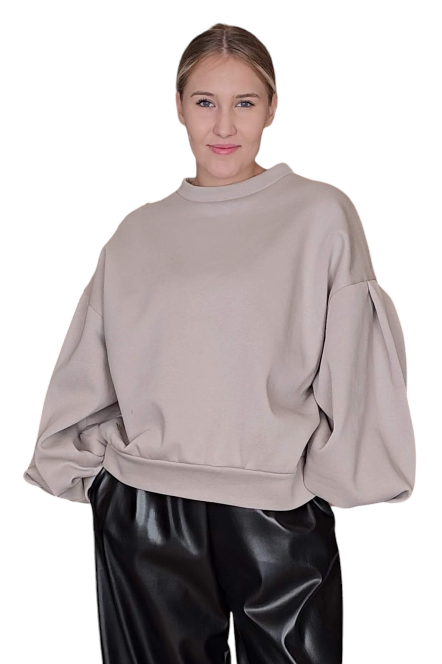 Women's oversize sweatshirt with long sleeves GREBNESOR beige