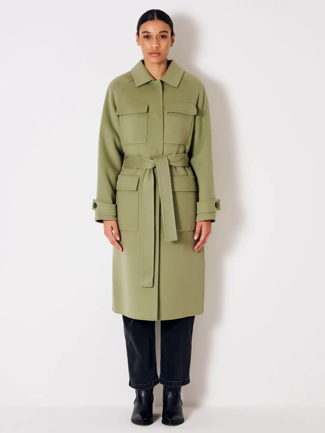 Women's transitional woolen coat VICOLO green