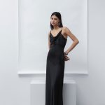Social satin dress for a wedding IMPERIAL black