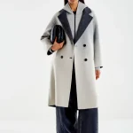 Women's long transitional woolen coat VICOLO gray (wool blend)