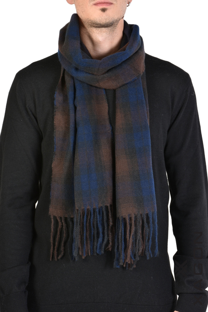 Men's checkered scarf XAGON MAN brown