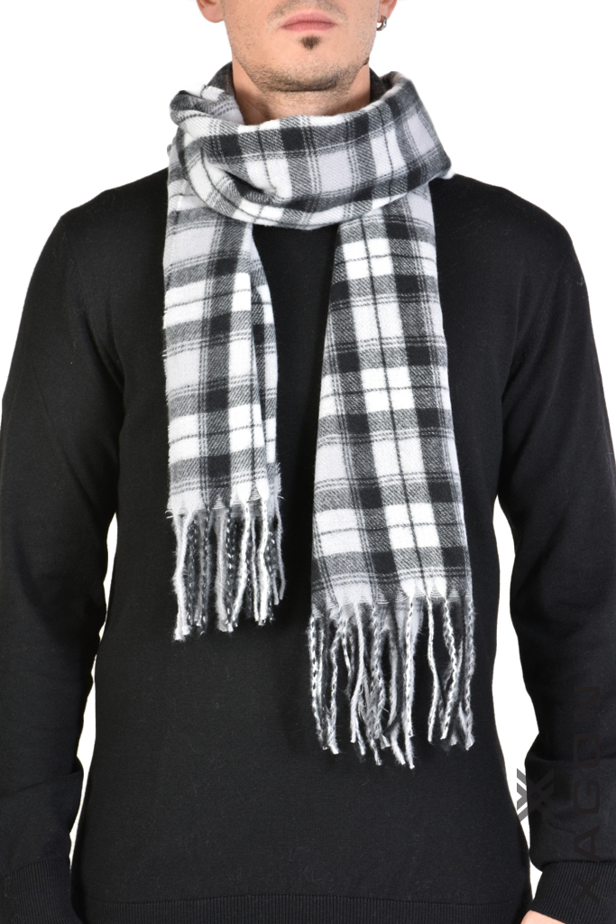 Men's checkered scarf XAGON MAN white