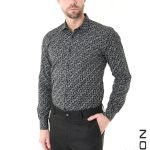 Men's Slim Fit shirt with long sleeves XAGON MAN black with print