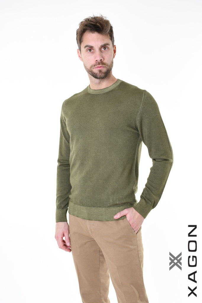 Men's merino sweater XAGON MAN khaki green