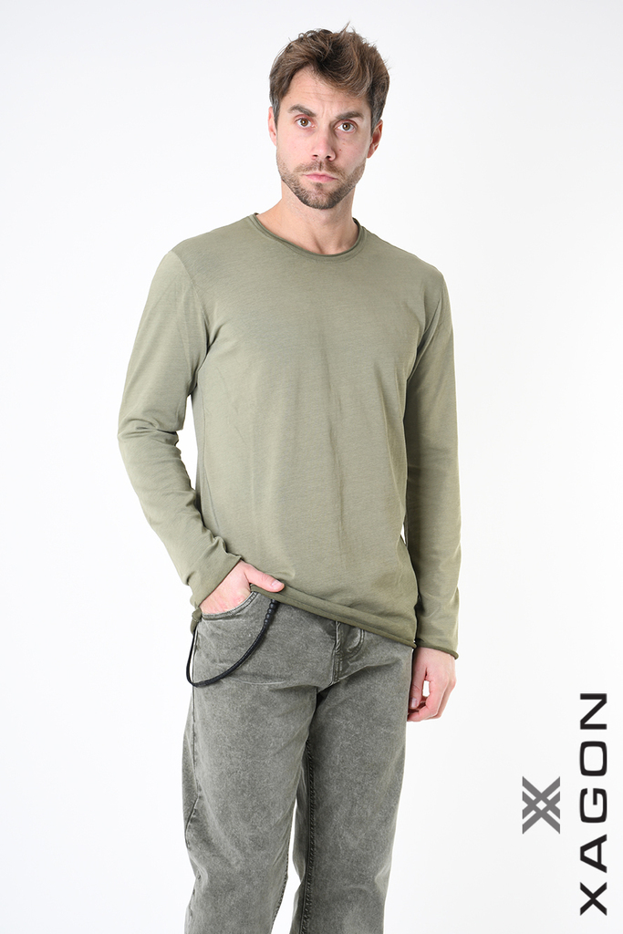 Men's T-shirt with long sleeves XAGON khaki green