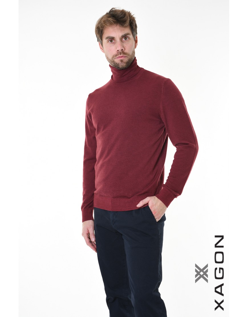 Men's merino turtleneck XAGON MAN burgundy